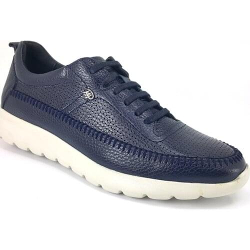 2021 Trend Yeni Sezon Model %100 Deri Ayakkabı İle Kişiye Özel ve Rahat Lacivert King Paolo 9374 Günlük Anatomik Erkek Ayakkabı