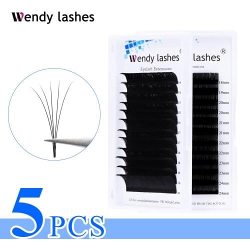 5 PCS Easy Fanning Lashes Russion Volume Mega Eyelashes Extension Auto Flowering Rapid Blooming Fans lashes Fast Delivery