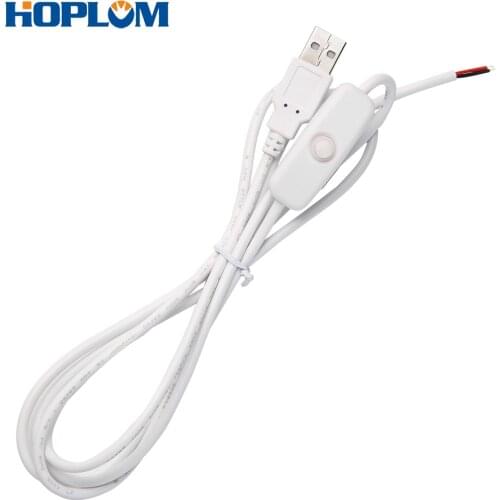 5V USB 2.0 Male Jack 2Pin 1.5M Copper wires 501 Switch DIY LED strip light and Desk Lamp Power cord line