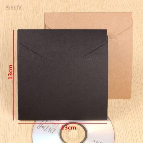 50pcs- 13*13cm Blank Black paper Disc CD DVD Sleeve Kraft Paper Bags Cover Package Envelopes Pack wedding party favor