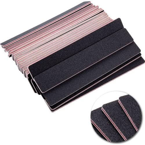50 Pcs Nail File Sandpaper Sanding Grinding Rectangle Design Black Cuticle Cushioning Polishing Tools For Professional Manicure