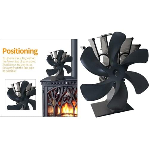 6 Blade Fireplace Fan Heat Powered Stove Fan for Wood/Log Burner/Fireplace Eco Friendly and Efficient Heat Distribution Fan