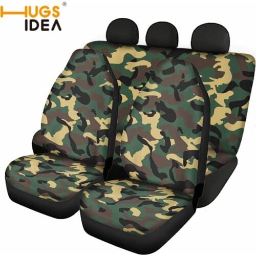 Army Green Camo Print Car Seat Covers Full Set Custom Soft Comfortable Seat Covers Camouflage Auto Interior Accessories Decor