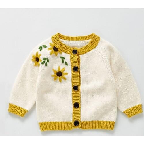 Baby Sweater Flower Embroidery Newborn Girls Sweaters Cardigans Autumn Toddler Boys Knitwear Jackets Winter Children Knit Tops