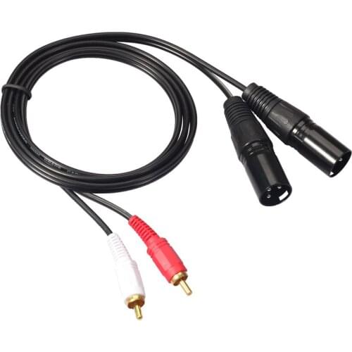 Dual RCA Male to Dual XLR Male 3 Pin Amp Mixer Speaker Mic Cable 1.5M