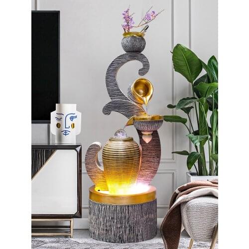 Zq European Water Fountain Living Room Interior Humidifier Office Fortune Decoration Floor Ornaments
