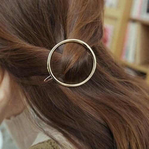 Geometric Circle Hairpin Simple Style Wild Hair Accessories Personalized Focus Retro Headdress Bangs Clip Alloy Material Beauty