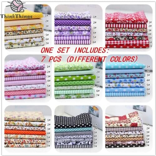 ThinkThings 25*25Cm Cotton Fabric 7Pcs/Set Printed Cloth Sewing Quilting For Patchwork Needlework DIY Dress Handmade Accessorie