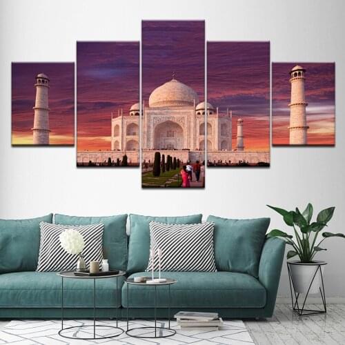 Canvas Painting The Taj Mahal in sunset view 5 Pieces Wall Art Painting Modular Wallpapers Poster Print living room Home Decor