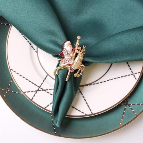 Christmas Deer Head Napkin Rings Alloy Christmas Tree Napkin Buckles Holder Party Wedding Table Decorations