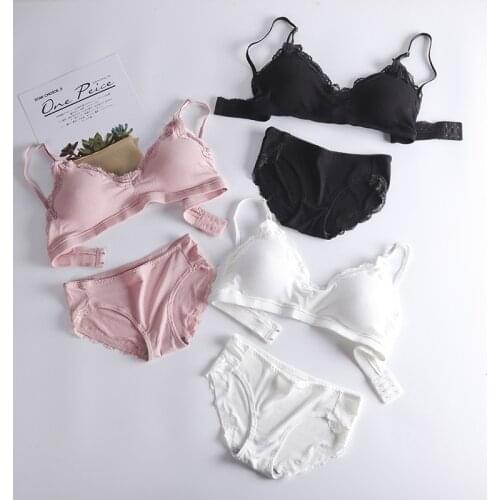 Hot womens cotton bra set small push up bra young girl bra set heart student underwear