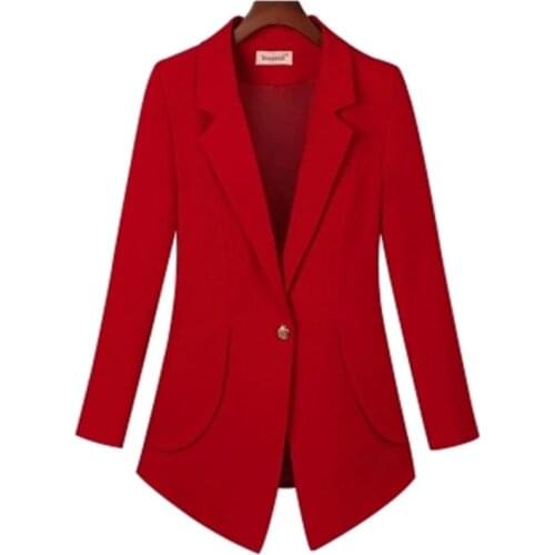 Red Ms. Blazers Women small suit female Autumn New leisure suit jacket female Plus Size 7XL Blazers Women coat