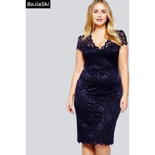 Lace 5XL Plus Size Women Dress V Neck Short Sleeve Bodycon Pencil Ladies Dresses Spring Summer Elegant See Though Vestidos Mujer