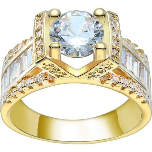 Cute design victory sign gold-color Wedding RING luxury Engagement hot fashion women jewellery cz zircon rings wholesale