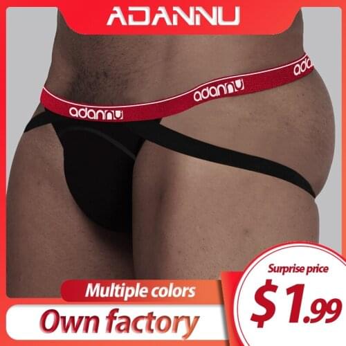 ADANNU Brand Men Underwear Sexy Gay Jockstrap Men Thong Cotton G-String Cueca Tanga Male Panties Men Underpants Jocks strap AD43