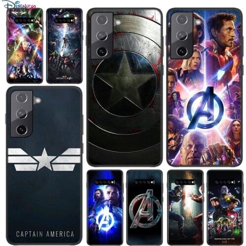 Soft Black Cover Avengers Captain America For Samsung Galaxy S21 S20 FE Ultra S10 S10e Lite S9 S8 S7 Edge Plus Phone Case