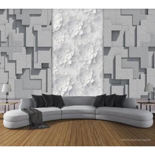 Papel de parede Three-dimensional square origami flower 3d wallpaper mural,iving room tv wall bedroom wall papers home decor