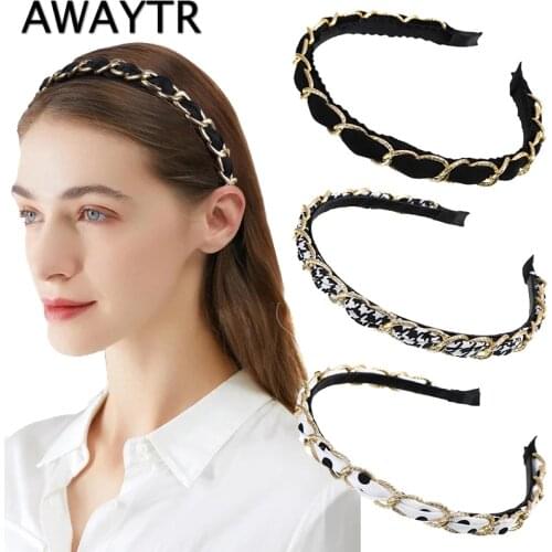 AWAYTR New Fashion Alloy Chain Headband Girls Winding Solid Color Hair Hoop Metal Hairband Women Headwear Hair Accessories