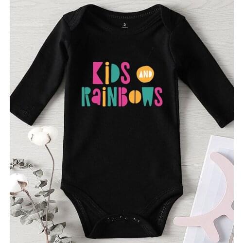 Infant Clothing Kids and Rainbows Letter Print Toddler Girl Winter Jumpsuit Romper for Newborns New Born Baby Clothes