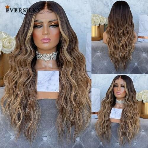 Loose Wave Brown Blonde Highlight Human Hair Wigs for Black Women Pre Plucked Hairline 13x6 Lace Front Wigs Remy Human Hair