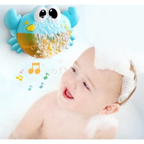 Plastic Cartoon Crab Bubble Machine Music Bubble Maker Baby Bath Shower Toy