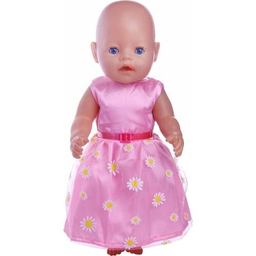 Pink print dress (gift of a pink belt) Wear fit 18 inch ,43cm zaps, Children best Birthday Gift