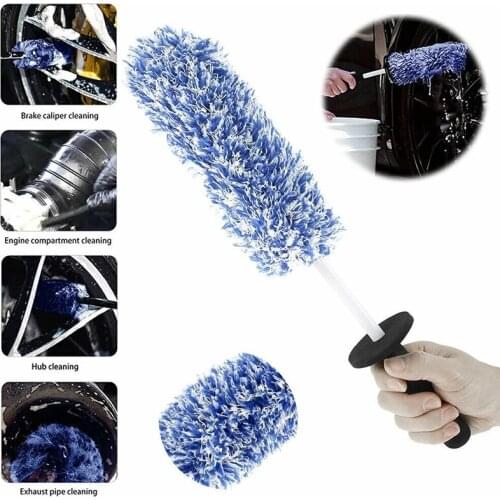 Automobile Car Wheel Hub Cleaning Brush Microfiber Detailing Brush Durable Rim Wheel Cleaning Tire Washing Sponge Tool