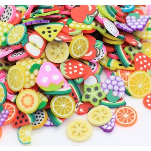 100g Mixed Polymer Hot Clay Sprinkles 10-12mm Colorful Fruit Sprinkles for Crafts DIY Nail Art Slices Slime Material Accessories