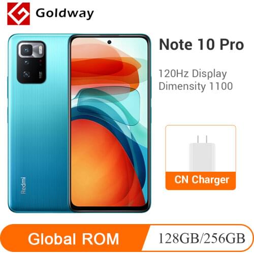 Global ROM Xiaomi Redmi Note 10 Pro 128GB / 256GB Dimensity 1100 Octa Core 120Hz 6.6" FHD+ Display 64MP Camera 5000mAh Cellphone