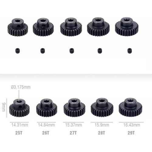SURPASS HOBBY 5PCS 48DP 3.175mm 13T-41T Pinion Motor Gear Combo Set Black for 1/10 RC Car
