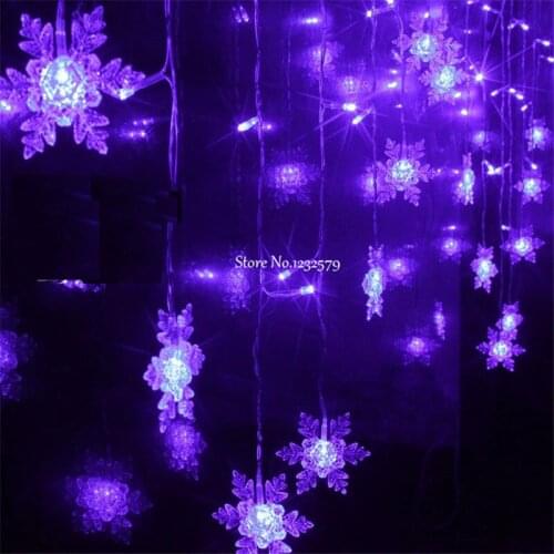 Multi 3.5M 100SMD Snowflake LED String Curtain Lights Holiday Xmas Wedding Decor