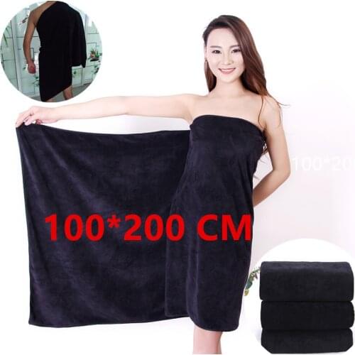 100 * 200cm Thicken Increased Superfine Fiber Fitness Quick-drying Sports Towel Fitness Sports Bath Towel (Black)