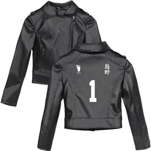 Japan Anime Haikyuu Cosplay Costume Nekoma High School Volleyball Club Kozume Kenma Kuroo Tetsurou Unisex 3D Leather jacket