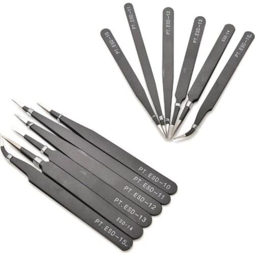 1/6PCS Anti-Static ESD Tweezers Electronic Rework Tool Set Anti-Magnetic Tweezers DIY Tools Baking Tools For Cakes Decorating