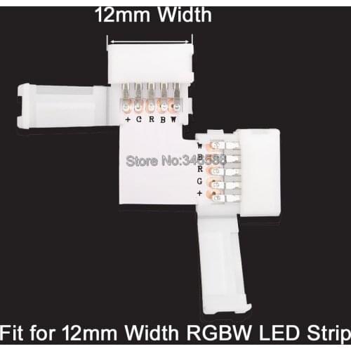 10pcs 5 Pins L Shape Connector + 20pcs Solderless Connector Snap Down Strip to Strip FPC Clip for 12mm Width 5050 RGBW LED Strip