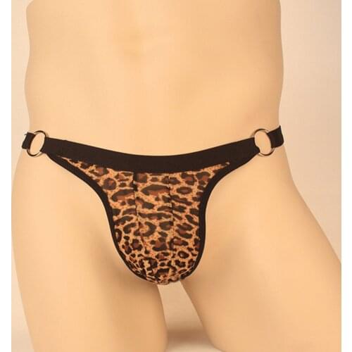 2 Pcs Cosplay Men Sexy Leopard Bdsm Underwear Metal Ring Seduction Thong Erotic Seductively Flexible Intimates Accessories