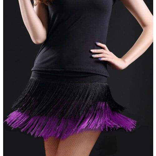 2019 hot sale Fashion sexy Adult Lady dance dance skirt womens double tassel Latin dance skirt fringed skirts 8 kind colors