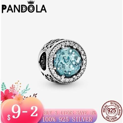 2021 new 925 Sterling Silver Sparkling Glacier Blue Charms Beads Bracelet Fit Original Pandora Bracelet DIY Jewelry For Women