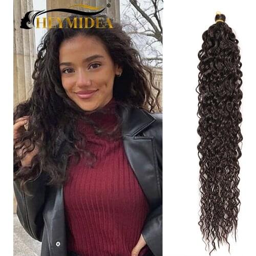 24Inch Synthetic Crochet Hair Water Wave Crochet Braids Goddess Long Braid Braided Hair Natural Wave Extension Women Heymidea