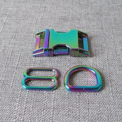 50Sets 20mm Wholesale DIY Dog Collar Metal Buckle Webbing Slider Loops Strap Bag Belt D Ring Clip Hook Clasp Garment Accessory