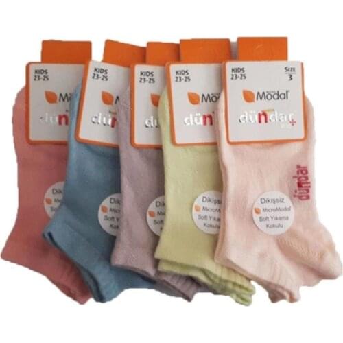 Female Child Color Modal Seamless Booties Short Socks 6 S Package Outdoor Booties socks Pink 6'lı