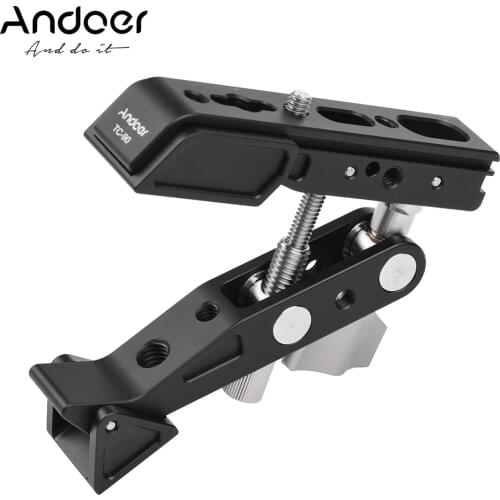 Andoer TC-90 Heavy Duty Clamp Mount Photography Bracket Aluminum Alloyfor Video Monitor LED Light Microphone DSLR Camera