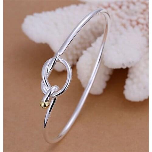 B093 Fashion Silver Color Charm Bangle Cuff Bracelet Bangles For Women Jewelry Gift Bangles Silvery And Golden Bead Bracelets