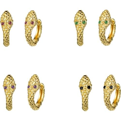 BOAKO 925 Sterling Silver Hoop Earrings for Women Simple Gold Silver color Round Earrings Snake Circle Huggie Earrings Jewelry