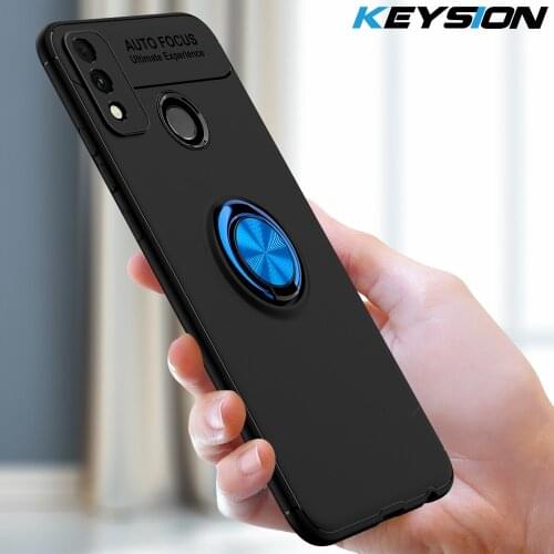 KEYSION Luxury Metal Ring Case for Huawei Honor 9X Lite Soft Silicone Matte Shockproof Phone Back Cover for Honor 9X Lite