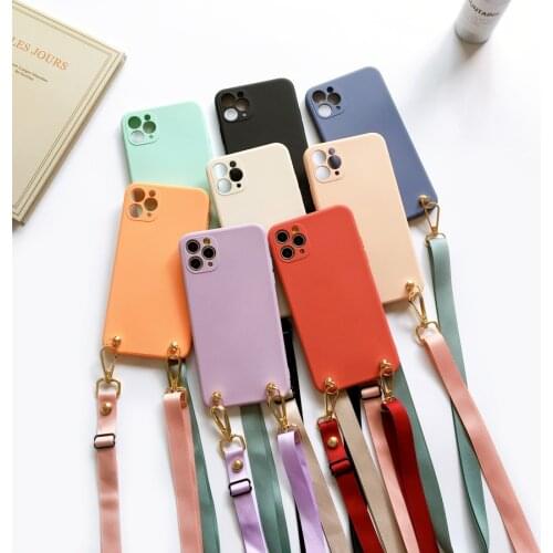 Strap Lanyard Case For Huawei Honor 10 20 30 V10 V20 V30 V40 Liquid Silicone TPU Cover 8A 8X 9A 9X 20I X10 Play4 4t Pro Lite Max