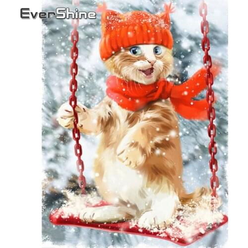Evershine Diamond Painting Cat Diamond Mosaic Animals Cross Stitch Kit Rhinestone Picture Diamond Embroidery Full Drill Square