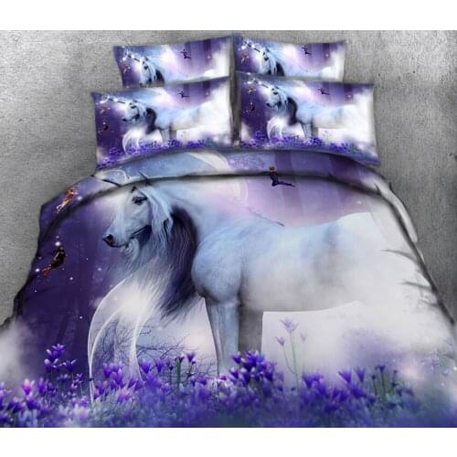 Custom size bed set Unicorn 3D Bedding set twin queen California king size Bed/flat Sheet Linen set Duvet Quilt Cover Pillowcase