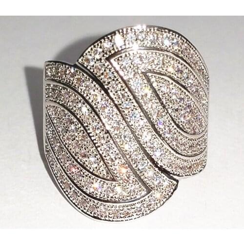 Choucong Wieck Pave set 100PCS AAA CZ Zirconia Simulated stones 10KT White Gold Filled Wedding Band Ring For Women Sz 5-11 Gift