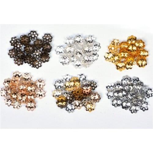 Beads Cap 6-15mm Gold/Silver/Rhodium/Bronze/Kc Gold Hollow Flower Gold Silver Bronze Nickel Plated Bead Caps For Jewelry Marking